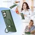 thumbnail image 3 of Designed for Samsung Galaxy S24 Ultra Case with Magnetic Invisible Ring Stand [Compatible with Mag-Safe] [Translucent Matte Back] Military Drop Protection Slim Cover for Men Women-Green, 3 of 13