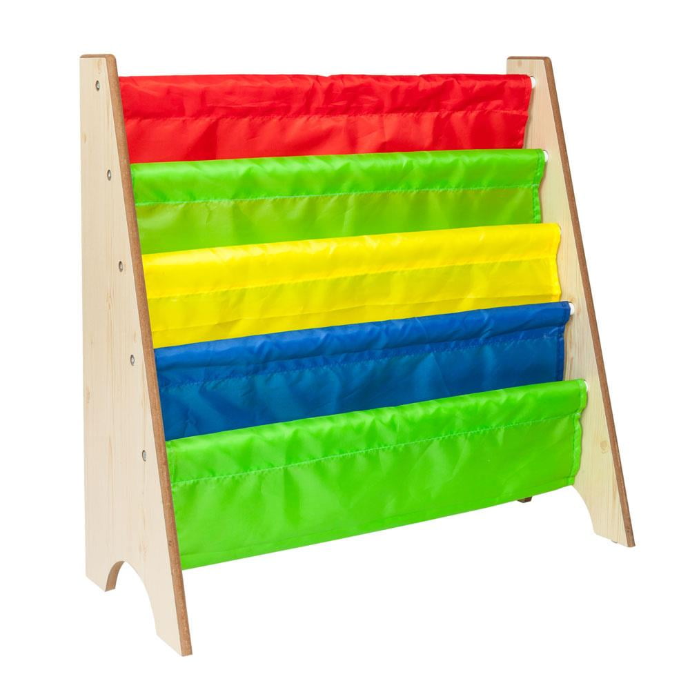 Zimtown Wood Kids Book Shelf Sling Storage Rack Organizer Bookcase
