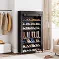 thumbnail image 3 of 10 Tier Shoes Rack with Cover, Black Vertical Shoe Shelf for Entryway,50 Pair Large Shoe Stand, 3 of 5