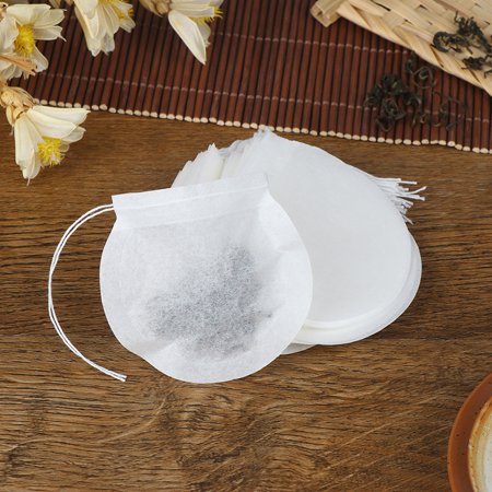 100Pcs White Round Tea Bags Empty Filter Paper Teabags with String for Herb Tea