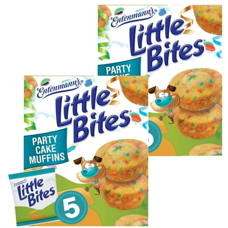 2PACK Little Bites Party Cake Muffins, 5 packs, Cake and Sprinkles Mini Muffins, 8.25 oz Box