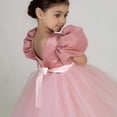 thumbnail image 5 of Mercatoo Toddler Girl Dress Summer Bubble Sleeve Bow Princess Dress Catwalk Performance Dress Girl's Casual Puffy Dresses, 5 of 9