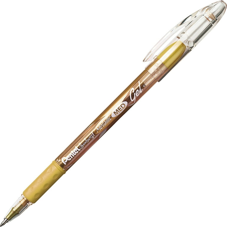 Pentel Sunburst Metallic Rollerball Gel Pen, Medium Point (0.8 mm), Gold/Silver - 2 pack