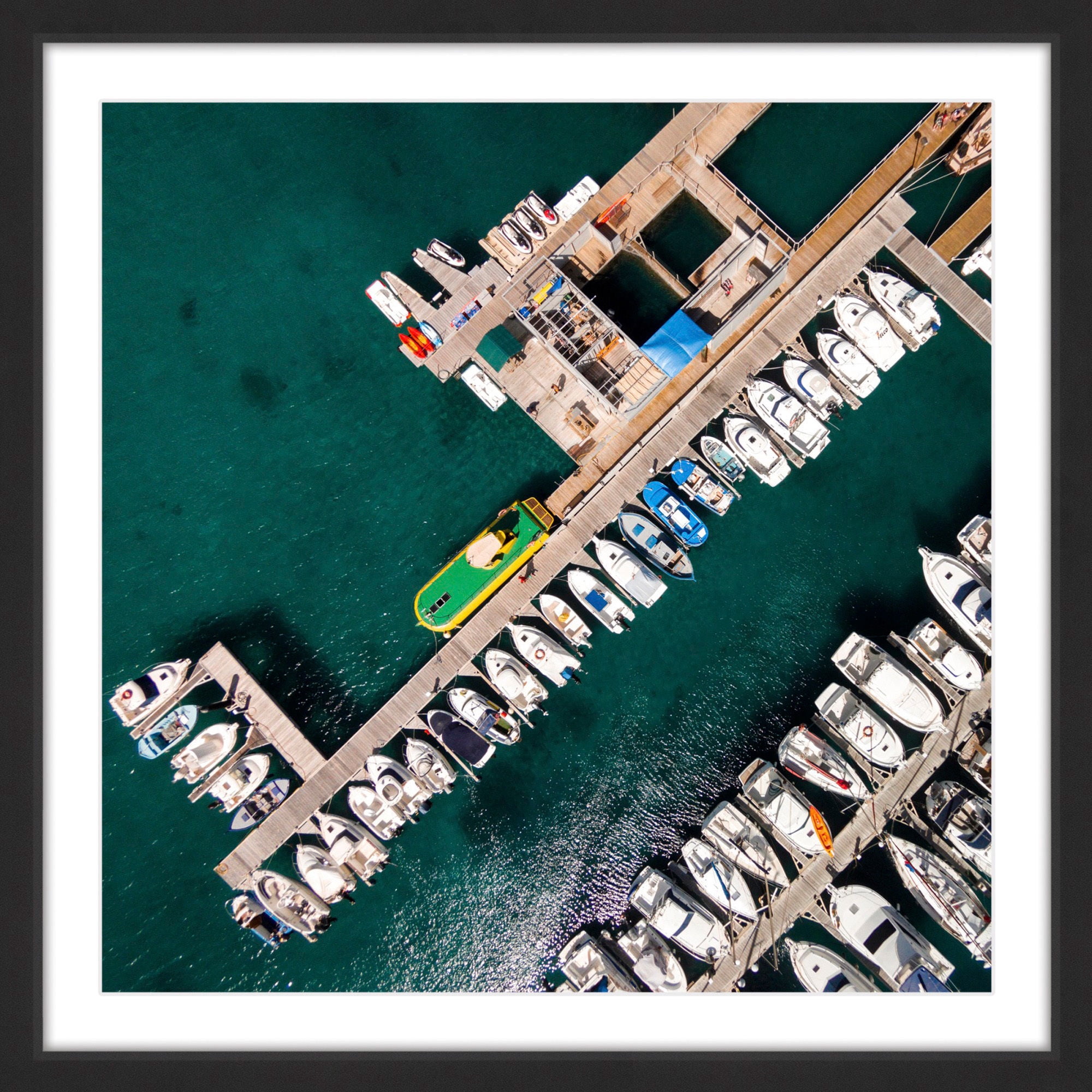 "Neatly Docked Boats" Framed Painting Print