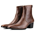 thumbnail image 5 of OSSTONE Dress Boots Chelsea Designer Boots for Men Zipper-up Leather Casual Heel Shoes JY002-Coffee-7 Coffee, 5 of 6