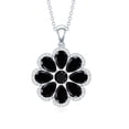 thumbnail image 3 of Rosec Jewels Natural Black Spinel Flower Pendant Necklace for Women - with Chain - AAA Quality - Ready to Gift with Jewelry Box, 925 Sterling Silver, 3 of 8