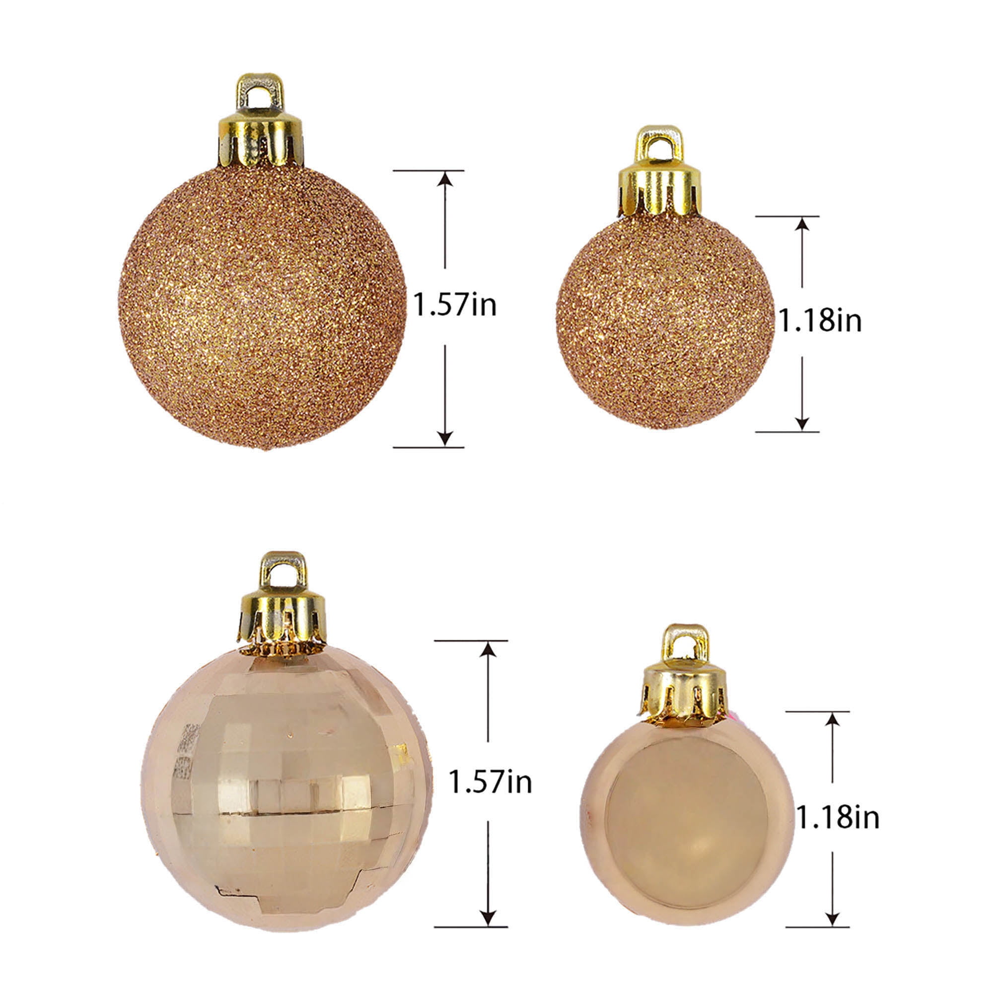 Holiday Time Shatterproof Christmas Mini Ornaments, Gold, 20 Count