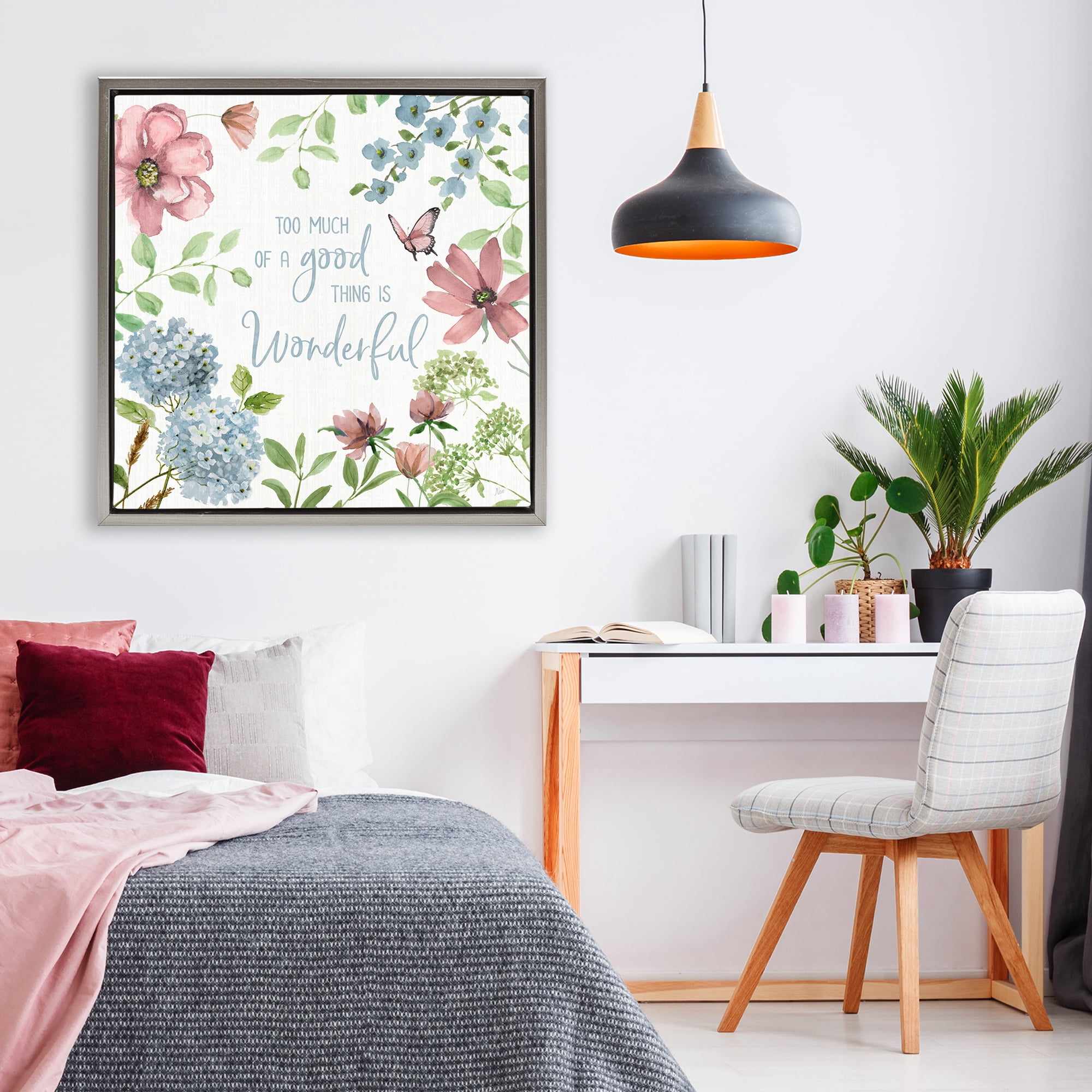 Stupell Industries Too Much Of A Good Thing Gray Framed Floater Canvas Wall Art, design by Nan