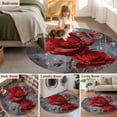 thumbnail image 5 of Round Rug 5Ft Washable Non-Slip, Red Roses Circle Area Rugs for Living Room Bedroom, Valentine's Day Crystal Butterflies Floral Indoor Floor Mats Carpet Runner for Home Decor Aesthetic, 5 of 8