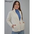 thumbnail image 2 of Chaquetas de lana rosa cálidas y esponjosas para mujer, prendas de vestir Vintage de invierno, abrigos de terciopelo informales, chaqueta gruesa y cálida para invierno, Tops blancos para mujer, 2 of 5