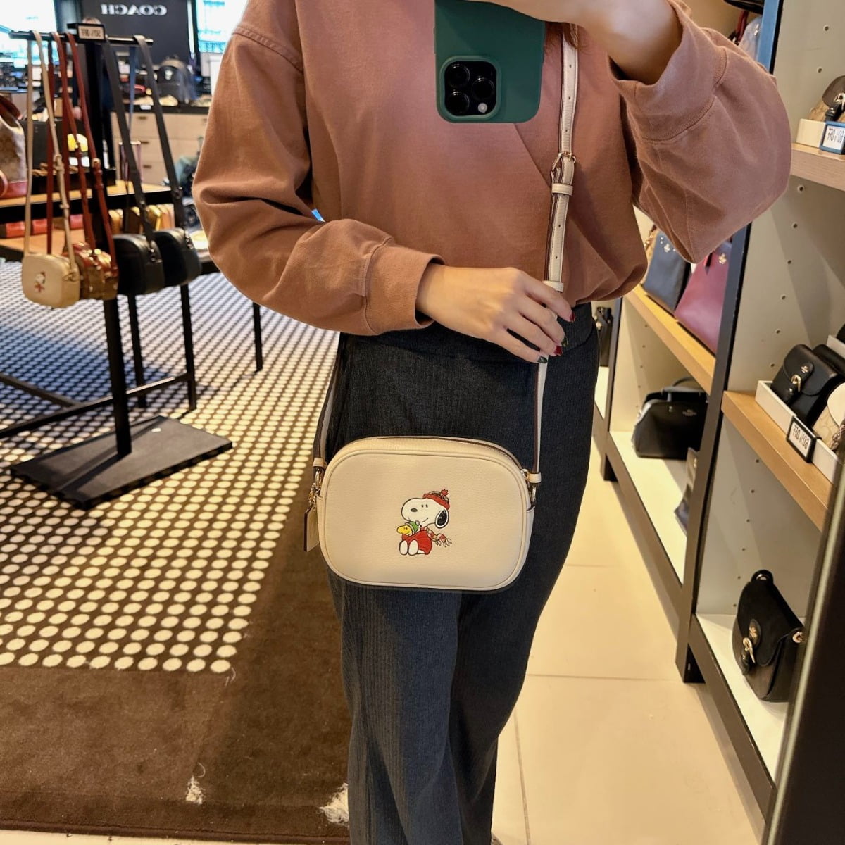 Coach X Peanuts Mini Jamie Zip Around Camera Crossbody Bag with