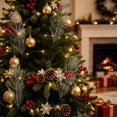 thumbnail image 2 of 2026 Christmas Home Party Decoration Winter Artificial Leaves Branches For Vase Fillers Home Table Mantel Scary House Christmas Decor Christmas Celebration Party Supplies, 2 of 6