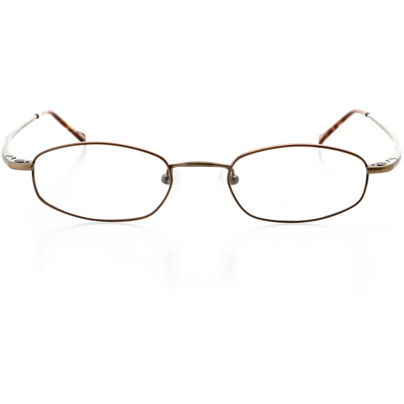 Unisex Optical Eyewear - Oval Shape, Metal Full Rim, Bronze Brown