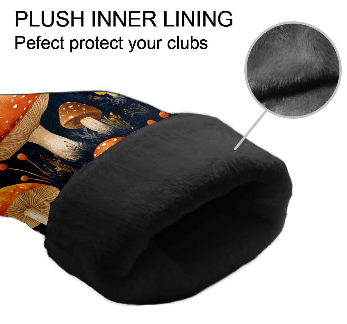 Golf Club Covers PU Leather Waterproof Head Covers for Fairway Woods Hybrids Red Mushroom Unisex Fits Most Brands