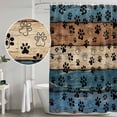 thumbnail image 4 of Navy Blue Brown Shower Curtain, Waterproof Shower Curtains for Bathroom, Rustic Farmhouse Dog Paw Vintage Washable Fabric Bathtub Curtain Set Bath Decor with 12 Hooks Long 72"x84", 4 of 6