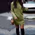 thumbnail image 2 of Lilgiuy New Casual Solid Long Sleeve Round Neck Contrast Color Sweater Top Women's Clothing Sweatshirt Dress Army Green Fall for 2022 Spring Winter, 2 of 5