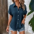 thumbnail image 2 of spring tops for women dressy tank tops for women "Women’s Solid Color Casual Batwing Sleeve Button Up Shirt", 2 of 4