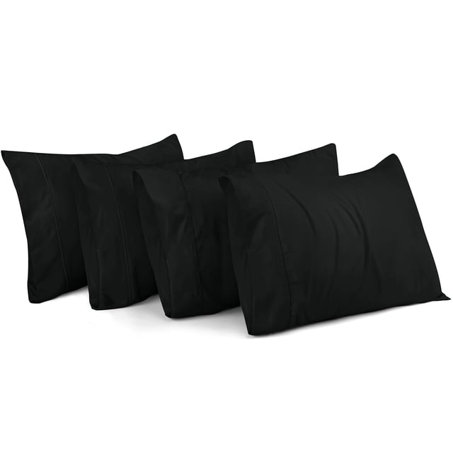 Funda de almohada Utopia Bedding tamaño queen, 20 x 30 cm, paquete de 4 unidades, color negro