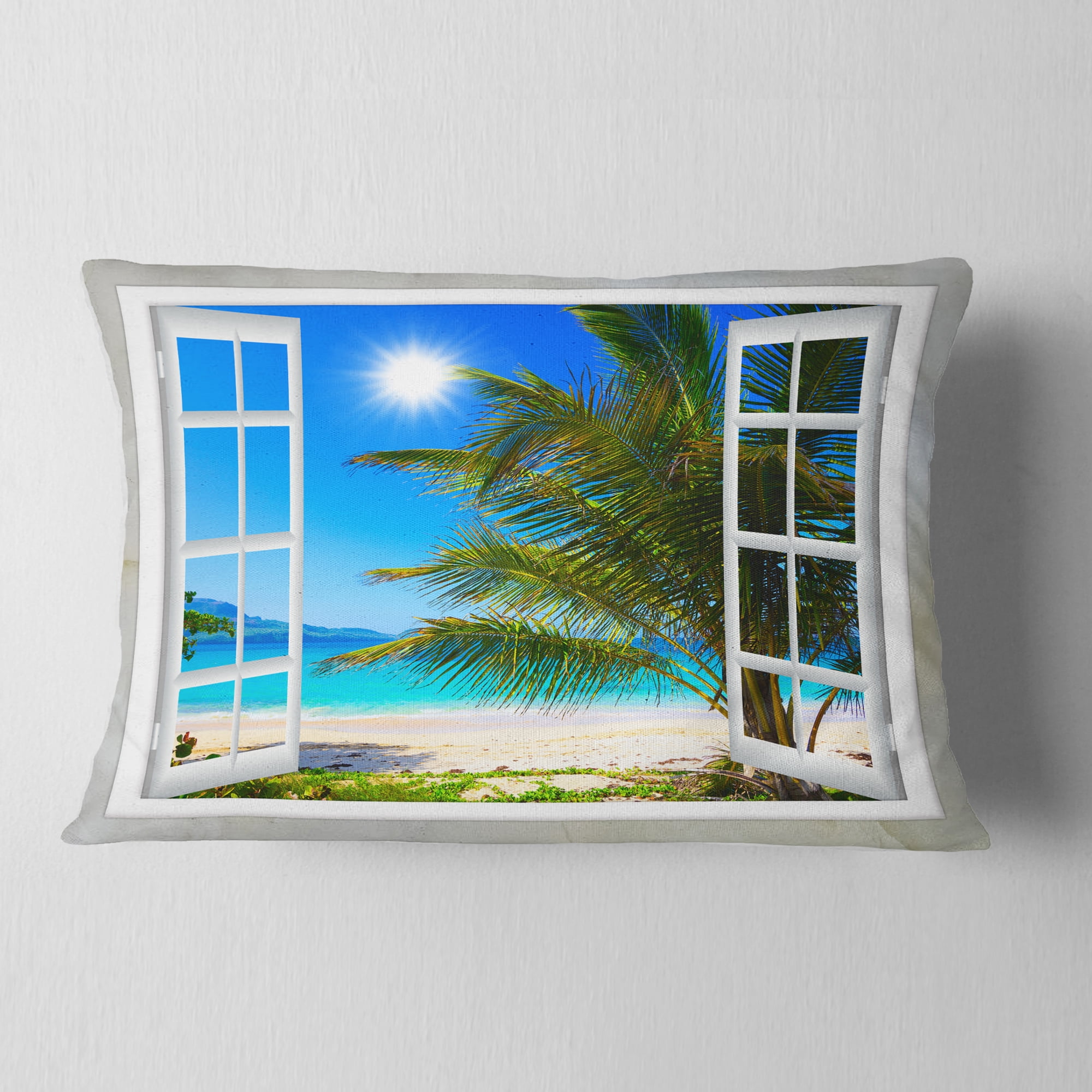 Designart 12" x 20" Blue Polyester Throw Pillow