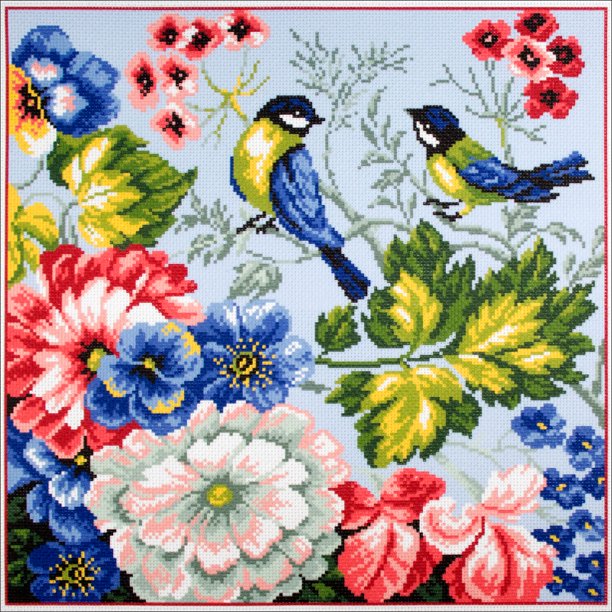 Collection D'Art Stamped Cross Stitch Kit 41X41cm-Birds - Walmart.com