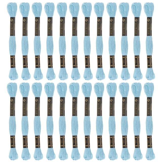 Unique Bargains Sky Blue Embroidery Floss, 24 Skeins, 8m Each, Long Fiber Cotton