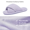 thumbnail image 3 of Goewy Women's Open Toe Slippers with Memory Foam, Anti-Skid Indoor Outdoor House Shoes, Fuzzy Corduroy, Purple, Size 11-12, 3 of 5