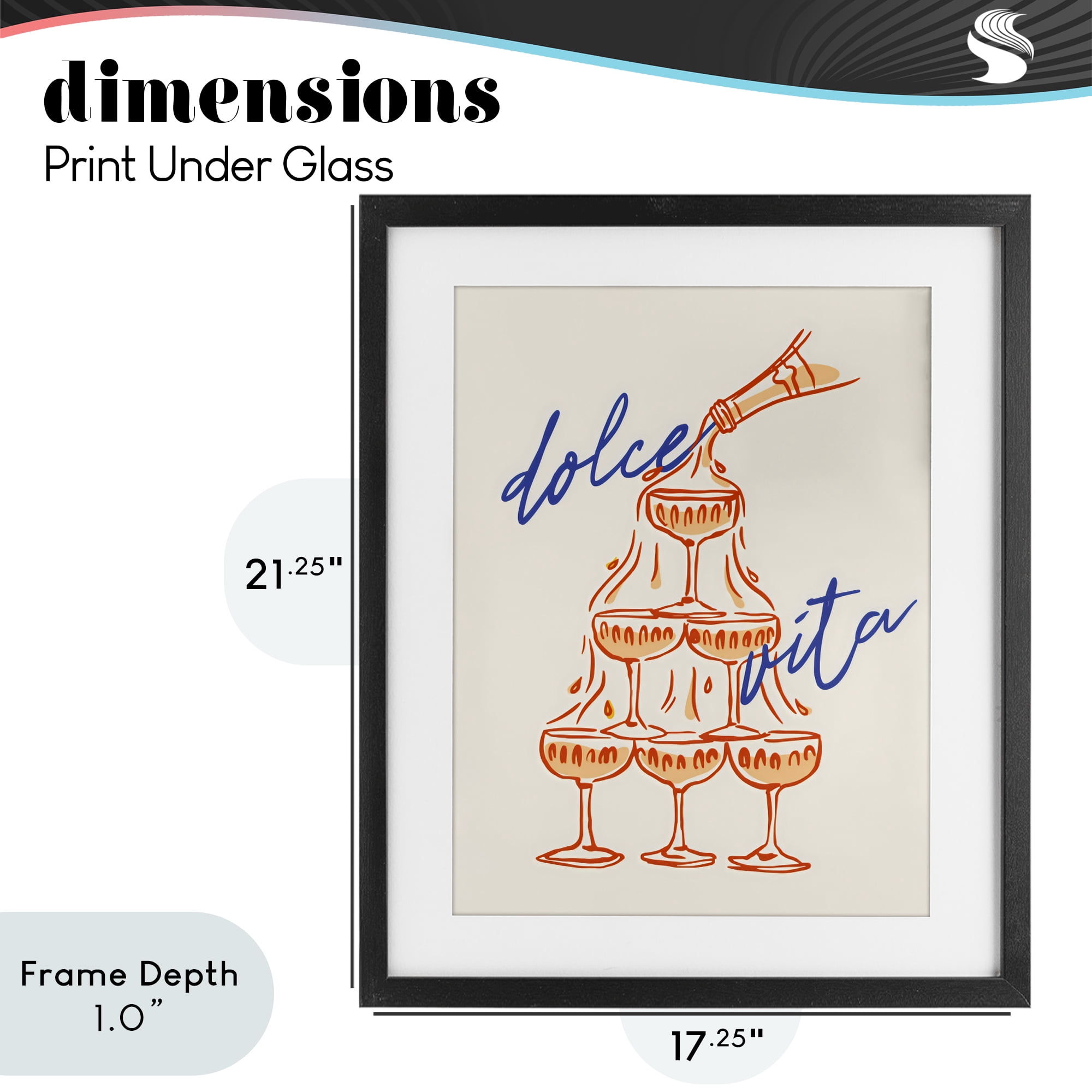 Stupell Industries Dolce Vita Champagne Tower Black Framed Print Under Glass, design by The Prints Vibe