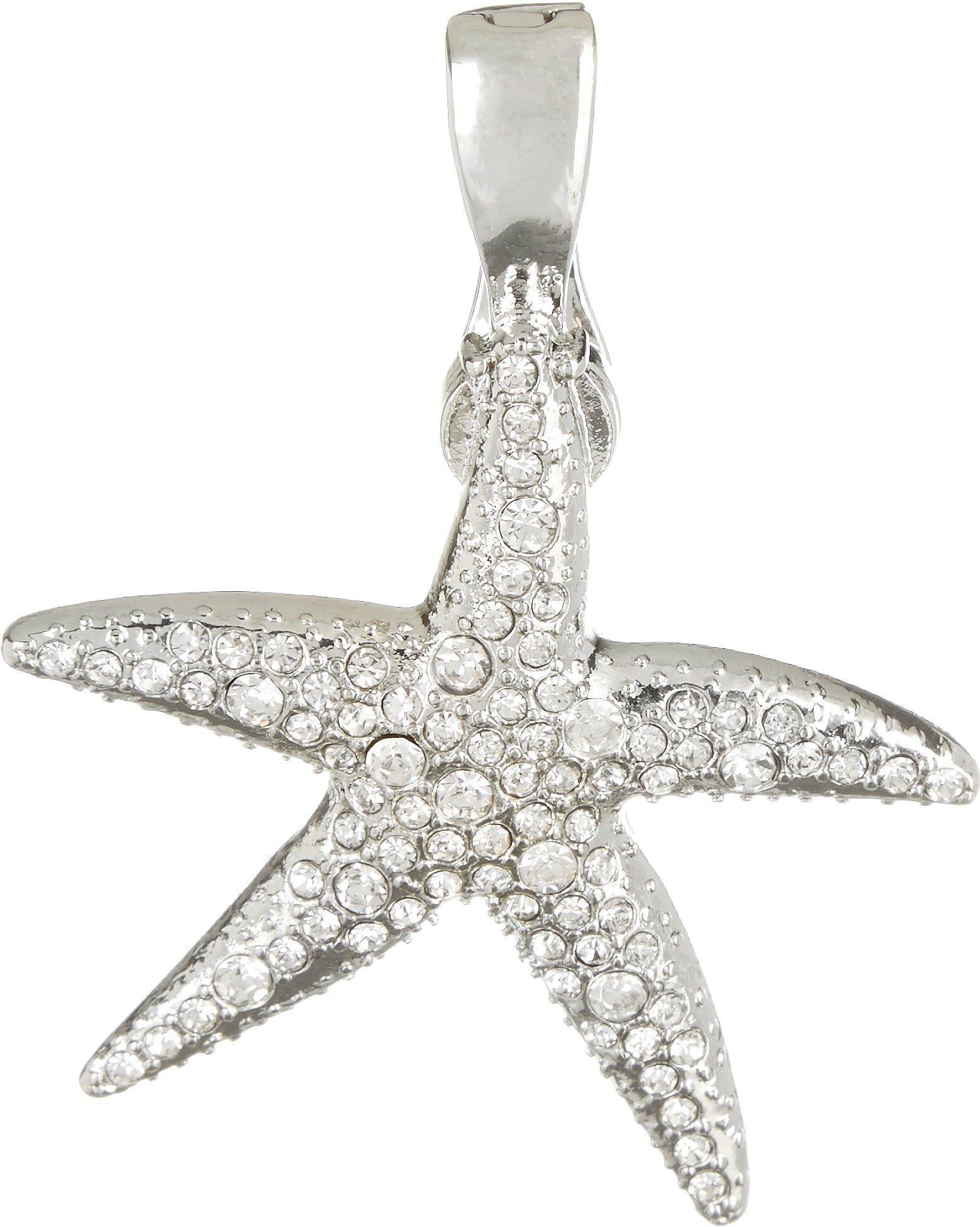 Wearable Art By Roman Rhinestones Starfish Pendant One Size Silver tone ...
