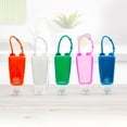 thumbnail image 1 of Juego de 5 botellas reutilizables para viaje con cordón, ideales para champú, loción y jabón líquido. Colores vibrantes: azul, blanco, verde, naranja y rosa. Capacidad de 30ml cada una, hechas de, 1 of 6