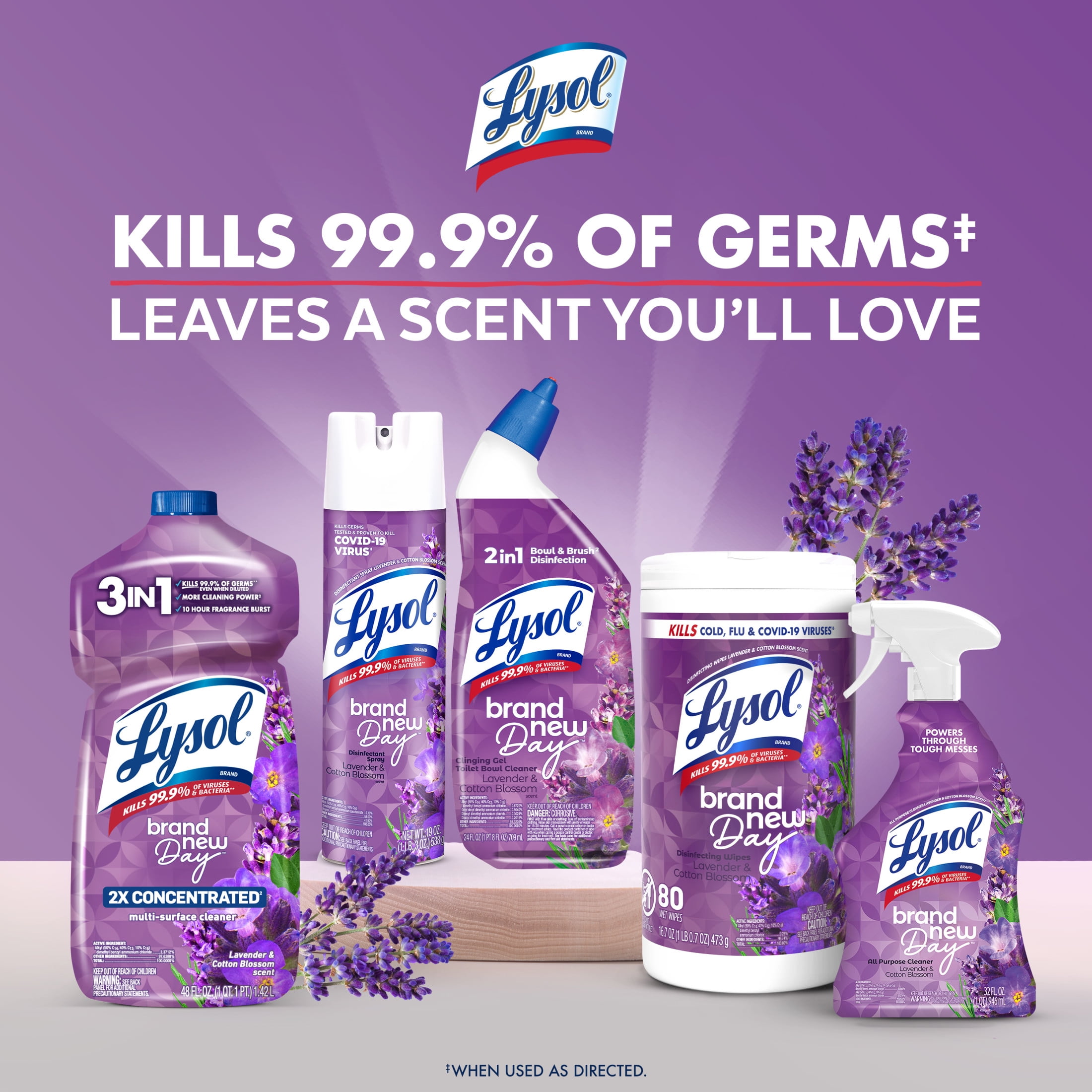 (2 pack) Lysol Toilet Bowl Cleaner Clinging Gel, Disinfecting Bathroom Cleaner and Toilet Bowl Stain Remover, Lavender & Cotton Blossom Scent, 24 fl oz