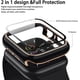 thumbnail image 3 of 2 Pack Cases Compatible with Apple Watch Case 40mm SE/Series 6/5/4 Built in Tempered Glass Screen Protector Ultra-Thin Bumper Full Coverage iWatch Protective Cover for Women Men (Black/Blue), 3 of 5