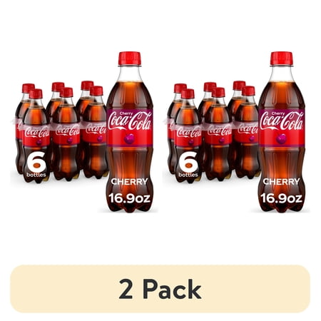 (2 pack) Coca-Cola Cherry Soda Pop Bottles, 16.9 fl oz, 6 Pack
