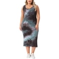 thumbnail image 1 of Vestido de verano sin mangas para mujer de tallas grandes Agnes Orinda, con diseño de teñido anudado, abertura lateral, escote en V, estilo casual midi, talla 4X, color gris azul, 1 of 5