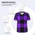 thumbnail image 5 of Rocae Purple Buffalo Plaid for Breathable Men's Baseball T-Shirt Fashionable Casual Baseball Jersey, Moisture-wicking Sportswear X-Large, 5 of 9