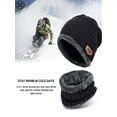 thumbnail image 2 of Luxtrada 2PCs/Set Womens Mens Winter Hat Warm Thick Beanie Cap + Scarf for Winter Knit Ski Beanies (Black), 2 of 7