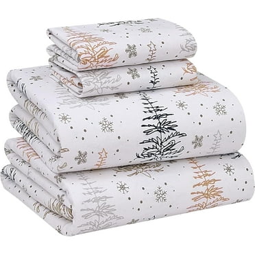 RUVANTI Flannel Sheets Full Size - 100% Cotton Double Brushed Bed Sheets Set, Deep Pockets 16 Inches, All Seasons Breathable & Extra Soft Full Sheets, Warm & Cozy, 4 Piece, Christmas Tree