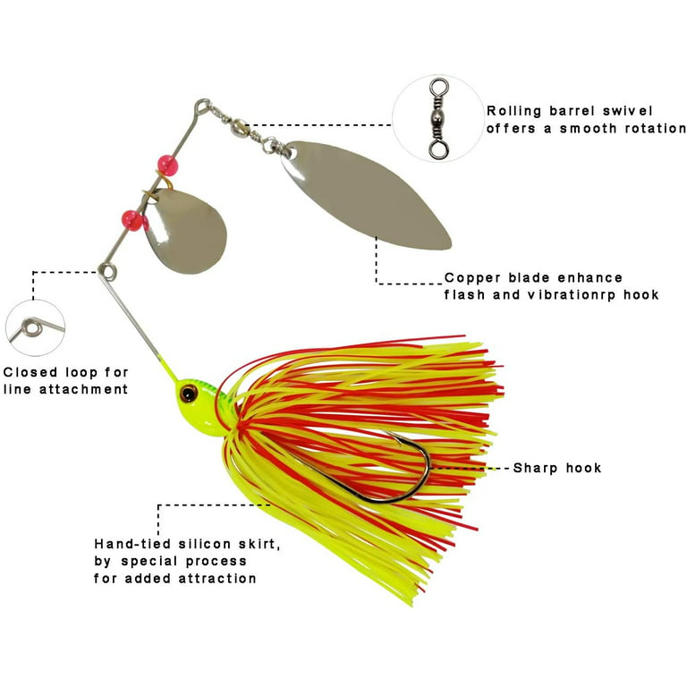Fishing Lures Spinnerbait, Hard Metal Spinner Bait Kit Jigs Lure for Bass  Pike Trout Salmon Freshwater Saltwater Fishing