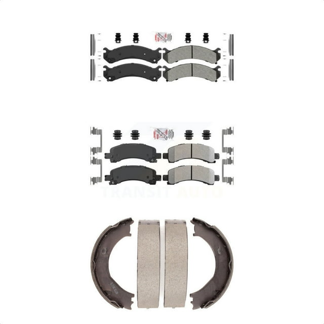 Transit Auto Front Rear Semi-Metallic Disc Brake Pads and Parking Shoes Kit for Car Chevrolet GMC Express 2500 3500 Savana KNN-100430