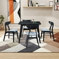 thumbnail image 3 of Kitchen Table and Chairs for 4, Wooden Dining Table Set, Square Kitchen Table and 4 Fabric Upholstered Dining Chairs for Dining Room, Kitchen, Saving Space, Black, 3 of 9