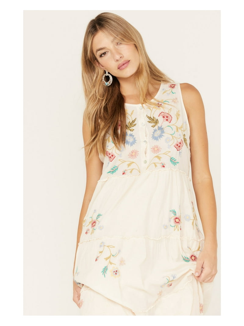 Johnny Was Women's Zanzibar Tiered Embroidered Midi Dress - W31722-4-SAND  Medium US - Walmart.com