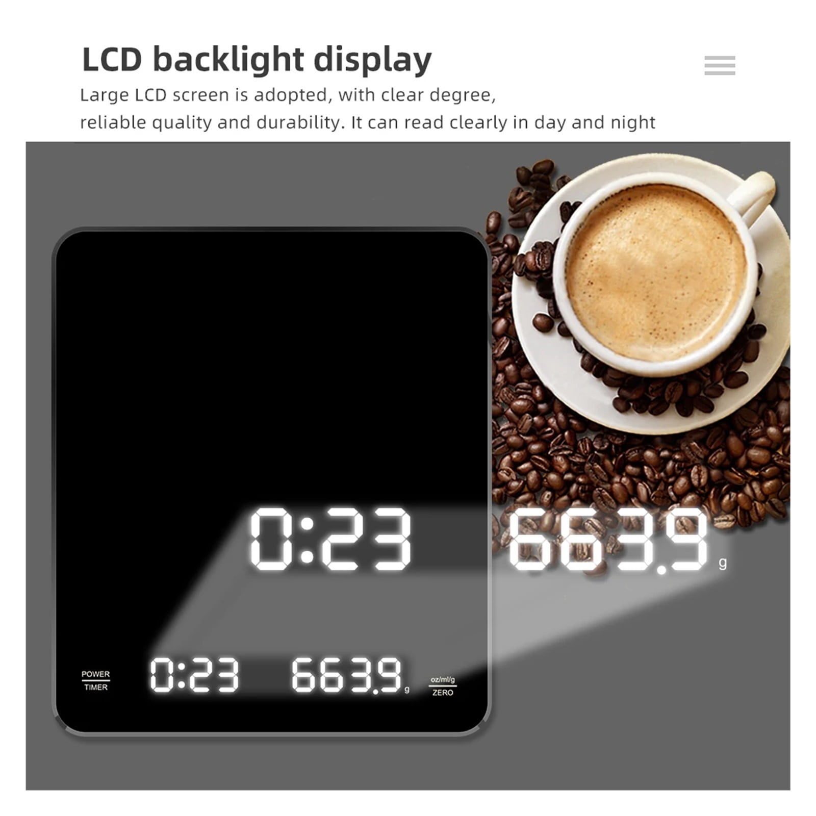 3kg/0.1g Digital Coffee Scale With Timer Recharable Electronic Smart Kitchen Balance Precision Espresso Scales Measuring Tools ,Milligram Accuracy