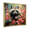 thumbnail image 2 of Designart "Black and Pink Raccoon with Flower II" Animals Framed Wall Art Decor - Modern Black Raccoon Living Room Framed Canvas Art, 2 of 6