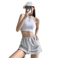 thumbnail image 2 of pitrice Jupe-Short pour Femmes Robe Unie Décontractée à Cordon Mini Ligne A Mode Taille Haute Été Style Coréen pour le Sport Gris m, 2 of 8
