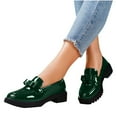 thumbnail image 4 of PiGOGI Women's Patent Leather Loafers - Shiny Tassel Spring Summer Shoes - Casual Comfortable Mid-Heel Dress Shoes for Women Green, 4 of 4