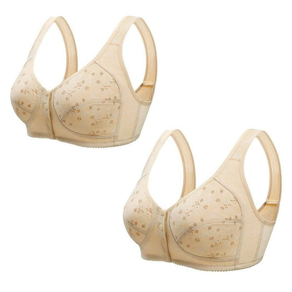 SHTXOZHI 2PC Women Front Closure Bras No Underwire Push Up Button Bra Full Coverage Everyday Bra