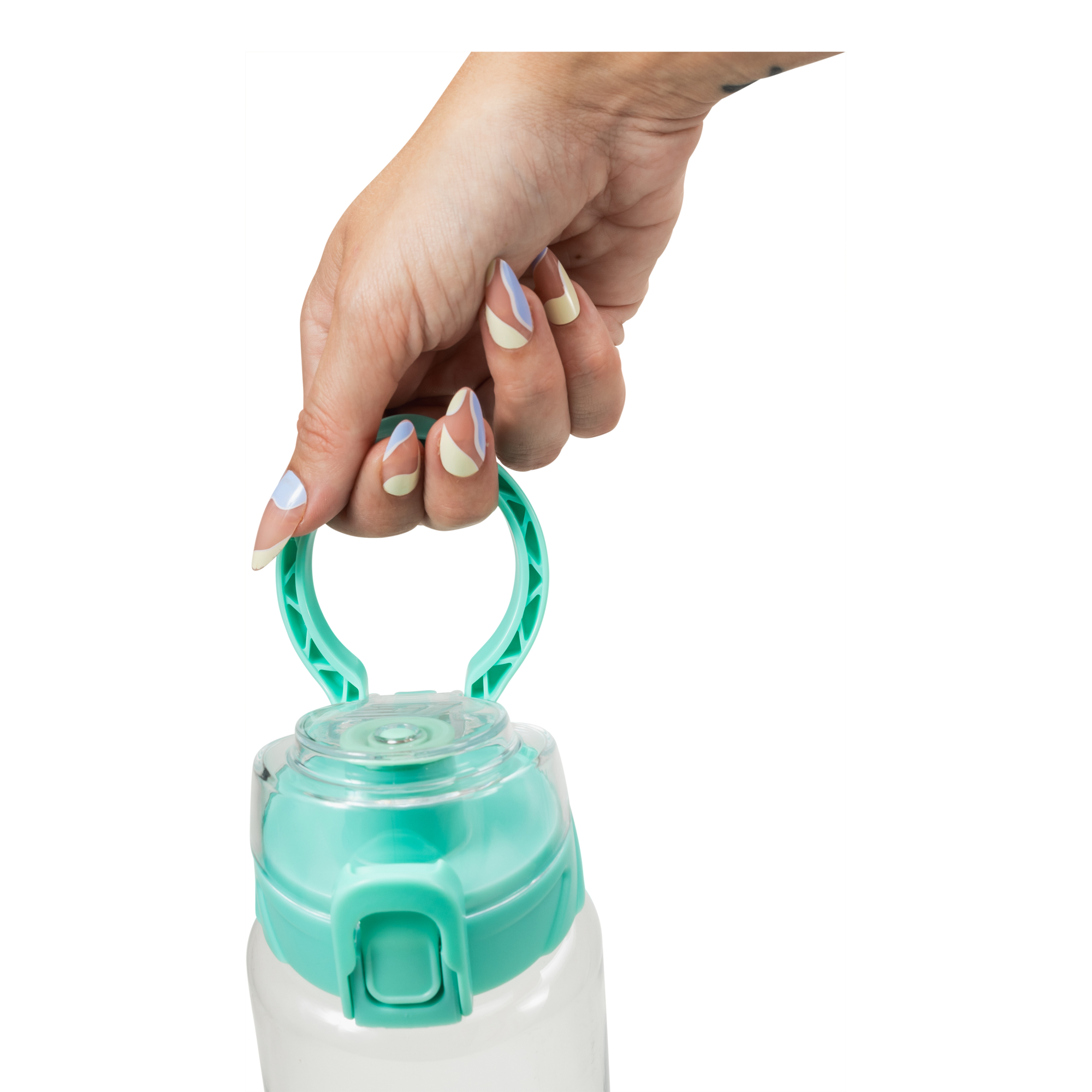 Cool Gear 3-Pack Tritan Plastic 32 oz Cylinder Water Bottle with Halo Top Lid | Dishwasher Safe, Leakproof, Shatter-Resistant Water Bottle With Easy Carry Loop | Green Tea Pack