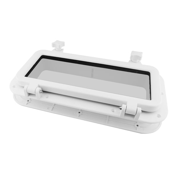 Sidaley Ojo de buey rectangular ABS de 4 mm de vidrio templado impermeable pretaladrado portillo de apertura barcos de pesca hardware de orificio de Bombillas para automóviles Blanco Sidaley VI001865-01B