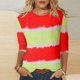 thumbnail image 2 of Camiseta estampada a la moda para mujer, blusa de manga 3/4 de longitud media, cuello redondo, camisetas informales Pompotops  FGAJ2572, 2 of 5