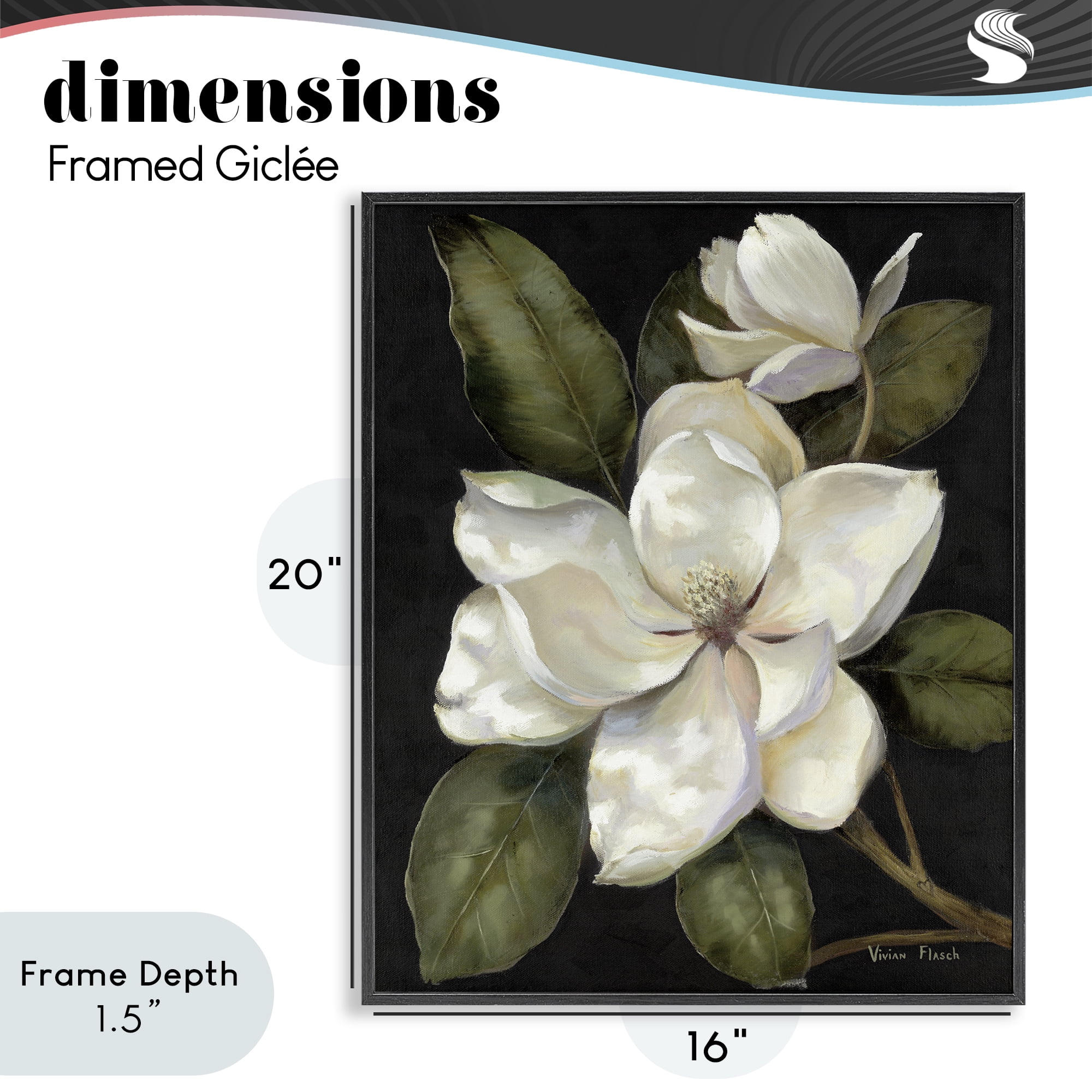 Stupell Industries Blooming Magnolia Buds Black Framed Giclee Art, design by Nan