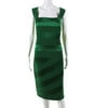 Escada Womens Cotton Satin Lined Square Neck Sleeveless Midi Dress Green Size 46